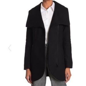 NEW French Connection Black Wool Blend Zip Jacket